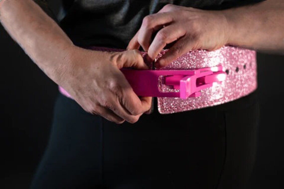 Pink Sparkling Powerlifting lever belt, Deadlift belt, Weightlifting belt, Gifts for dad, Squat belt, Gym belt Gifts for friend
